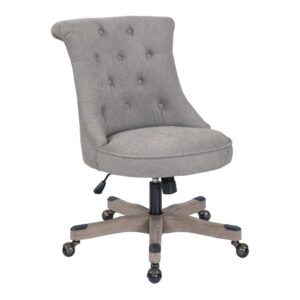 Hannah Tufted Office Chair in Fog Fabric with Grey wood Base