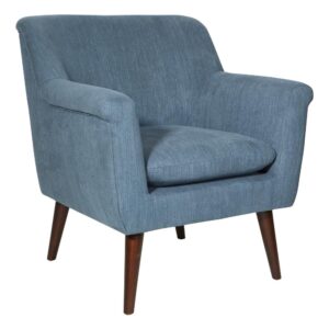 The Mid-Century Dane Accent Chair delivers style and comfort to any space. Classic rolled arms and high-density foam core cushion provide an alluring reprieve from your busy day. Solid wood tapered legs and subtle piping create refined detailing on this sophisticated chair. Upholstered in richly hued tones