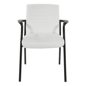 padded seat and back are designed with built-in lumbar support and upholstered in a crisp