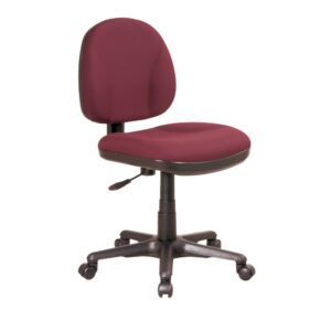 Sculptured Task Chair. Thick Padded Seat and Back with Lumbar Support. One Touch Pneumatic Seat Height Adjustment. Back Height Adjustment. Seat Depth Adjustment. Heavy Duty Nylon Base with Dual Wheel Carpet Casters.