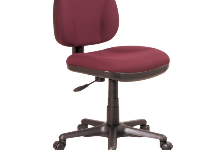 Sculptured Task Chair. Thick Padded Seat and Back with Lumbar Support. One Touch Pneumatic Seat Height Adjustment. Back Height Adjustment. Seat Depth Adjustment. Heavy Duty Nylon Base with Dual Wheel Carpet Casters.