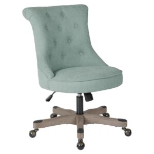 Hannah Tufted Office Chair in Mint Fabric with Grey wood Base