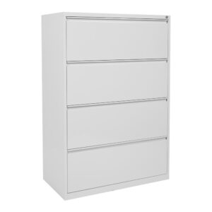 36" Wide 4 Drawer Lateral File With Core-Removeable Lock & Adjustable Glides(White)