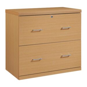 locking lateral file cabinet. Dual drawer pulls paired with euro-style easy glide hardware allows each double width drawer to open and close with ease. Both legal and letter size file capability with locking top drawer. Simplify assembly with Lockdowel™ fasteners