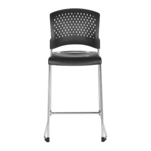 this Tall Stacking Chair by Work Smart® with molded seat and back in chrome frame offers a clean profile and sophisticated attitude. Its chrome-finished steel frame conveys a modern edge and coordinates beautifully in any office space. This tall stacking chair’s shapely back provides hours of comfort while its ventilated design is sure to keep you cool. Ideal for being stacked or ganged