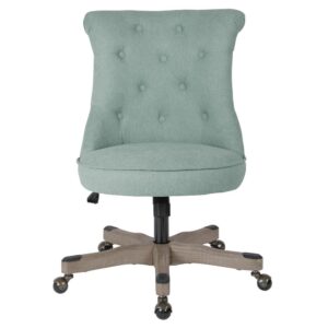 Hannah Tufted Office Chair in Mint Fabric with Grey wood Base