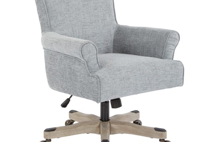 Megan Office Chair in Mist Fabric with Grey Wash Wood