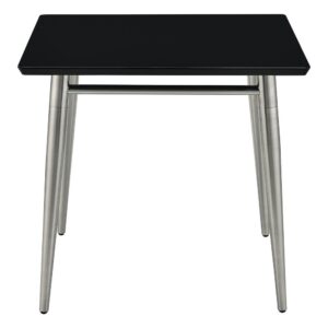 Create a fresh contemporary feel with our modern square end table. Tabletop available in durable white or black painted finish which pairs seamlessly with any interior design. Weighty metal frame in brushed nickel finish