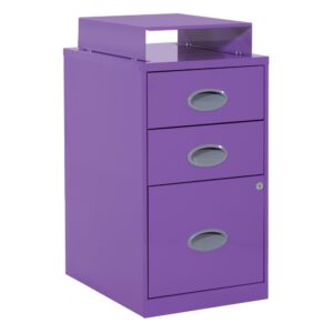Keep files organized and your office working at peak performance with our locking metal file cabinet with convenient top shelf. Available in several colors to match any workspace. Deep full sided drawers glide smoothly keeping files at your fingertips and locking lower drawer offers storage for important documents or valuables. Ships fully assembled.