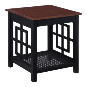 Oxford Accent Side Table with Black Finish Frame and Cherry Finish Top