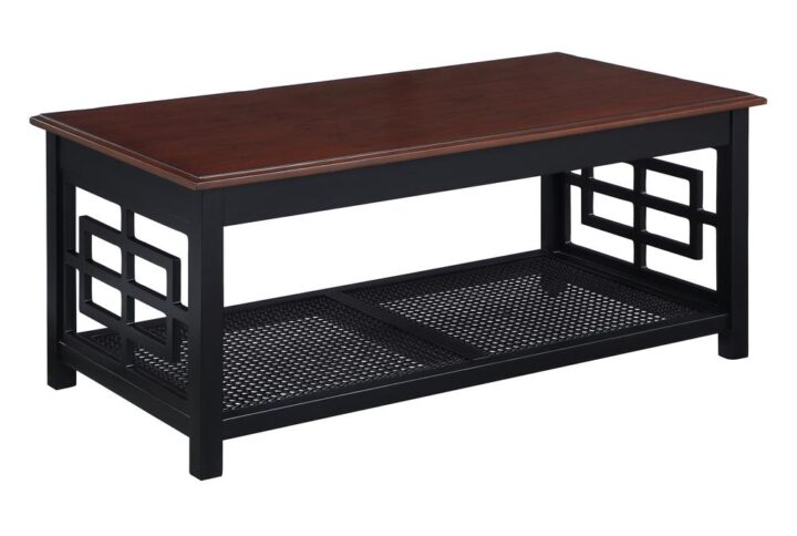 Oxford Coffee Table with Black Finish Frame and Cherry Finish Top