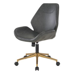 the Reseda office chair delivers a chic statement to any home office.  Scooped padded seat with integrated lumbar support design is as pretty as it is comfortable. The pneumatic height adjustment