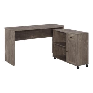 Keep your Contemporary home office stylish and organized with the Waverly Workstation. The 1.5” thick desk surface and sides provide strength and durability. The mobile return cart features an adjustable open shelf for premium storage