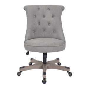 Hannah Tufted Office Chair in Fog Fabric with Grey wood Base