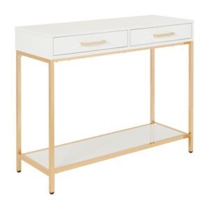 Alios Foyer Table with White Gloss Finish and Gold Chrome Plated Frame