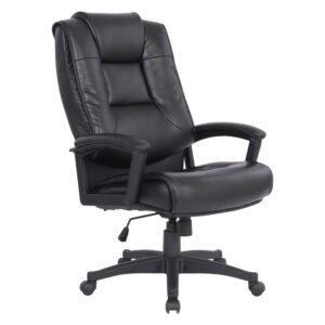 High Back Black Bonded Leather Chair with Padded Loop Arms