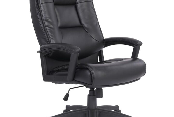 High Back Black Bonded Leather Chair with Padded Loop Arms