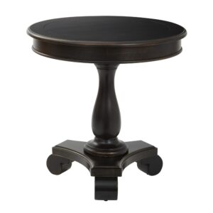 Avalon Hand Painted Round Accent table in Antique Black Finish
