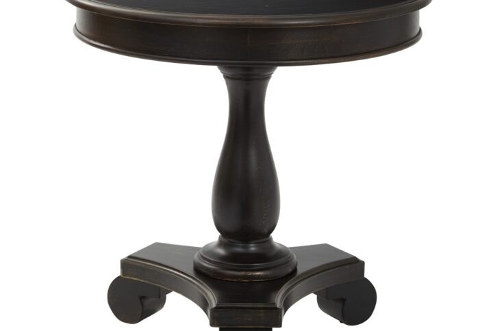Avalon Hand Painted Round Accent table in Antique Black Finish