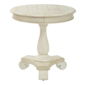Avalon Hand Painted Round Accent table in Antique Beige Finish