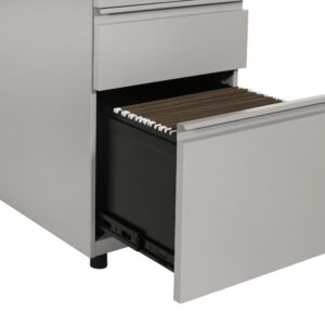 the 22” Open Top Pedestal with Glides- Box/Box/File by OSP Furniture® offers innovative filing. Keeping supplies organized is easy with this storage solution’s top drawer featuring a divider and pencil tray. In addition to generous file storage