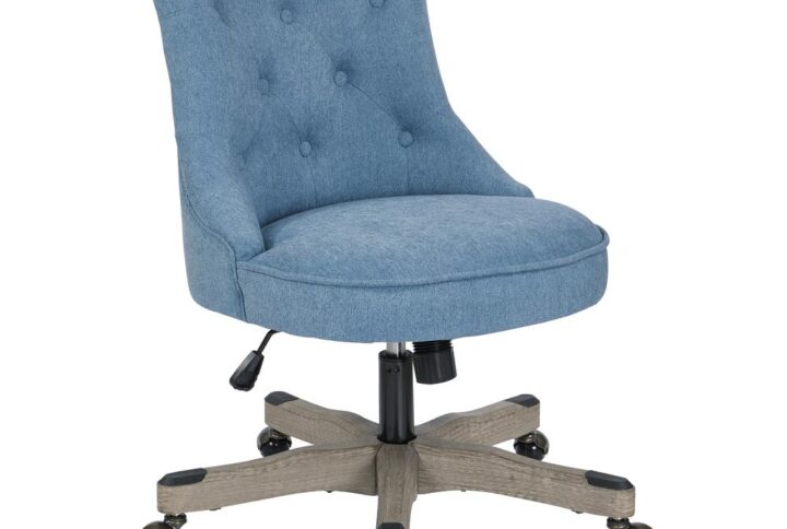 Hannah Tufted Office Chair in Sky Fabric with Grey wood Base