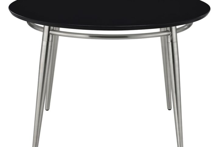 Create a fresh contemporary feel with our modern round coffee table. Tabletop available in durable white or black painted finish which pairs seamlessly with any interior design. Weighty metal frame in brushed nickel finish