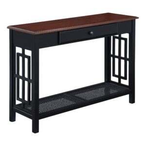 Oxford Foyer Table with Black Finish Frame and Cherry Finish Top