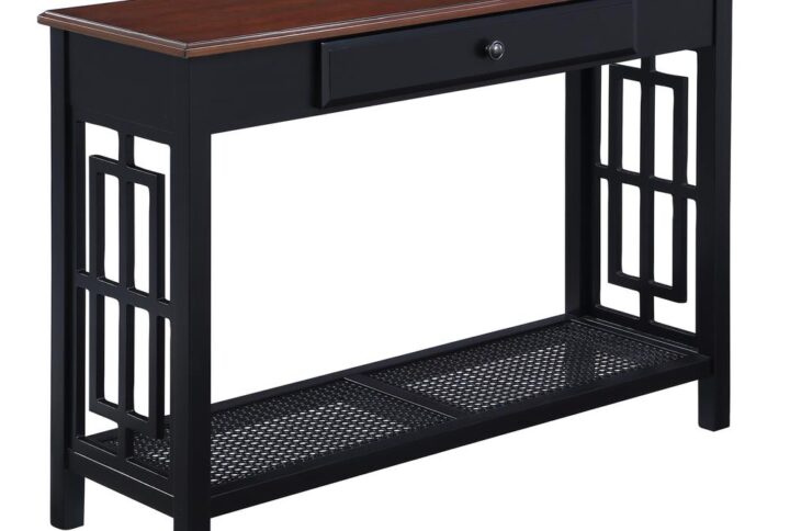 Oxford Foyer Table with Black Finish Frame and Cherry Finish Top