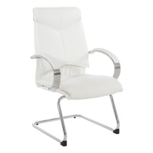 Deluxe Mid Back Visitor's Chair in Dillon Snow with Chrome Base and Padded Polished Aluminum Arms