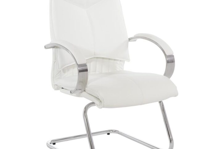 Deluxe Mid Back Visitor's Chair in Dillon Snow with Chrome Base and Padded Polished Aluminum Arms