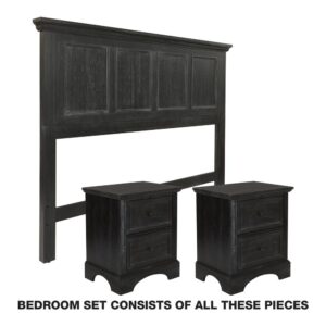 Warm your home with a beautiful rustic modern feel of a complete 3pc. bedroom set. Paneled headboard designed to fit most universal bedframes