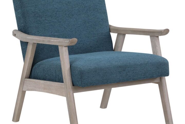 Weldon Armchair in Azure Fabric with Brushed Grey Finished Frame