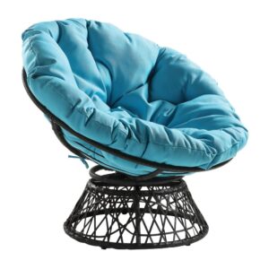 Papasan Chair with Blue cushion and Grey Frame
