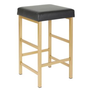 26" Gold Backless Stool in Black