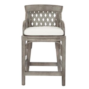 Bring comfort back to the dining room with the Plantation Counter Stool. This jungle-inspired stool features a rattan wicker frame and woven back panels made of embossed bamboo. Solid wood support and a cotton duck foam cushion creates a stool that is a natural fit for any dining or kitchen area.