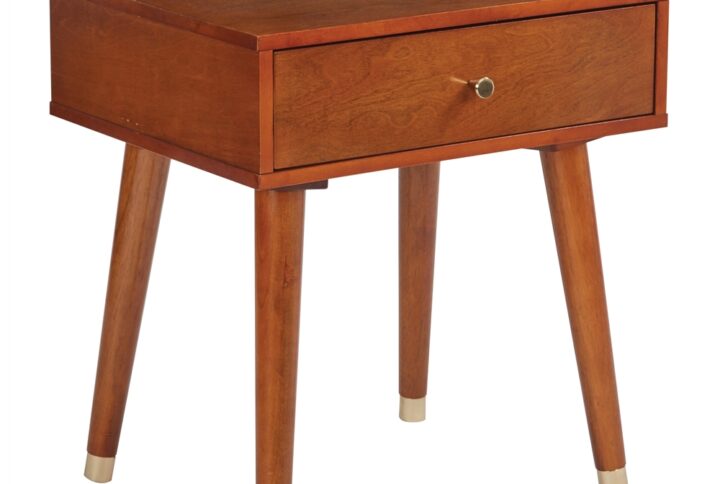 Cupertino Side Table w/ Drawer in Light Walnut Finish and K/D Legs
