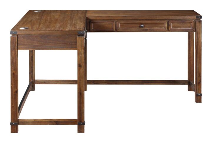 Create a home office that is both smart and beautiful with the Baton Rouge L Desk. Large framed drawers keep office supplies and accessories organized and close at hand. Power-port drawer keeps devices charged up and stowed. Hand rubbed