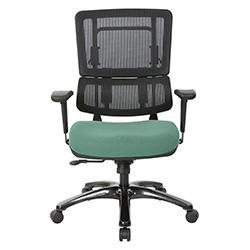 Enjoy your daily work routine with the Proline II Managers Chair. Offered in breathable vertical mesh on contoured back. Adjustable lumbar support and 2 to 1 synchro tilt provides ergonomic comfort. Provide a professional style with a polished aluminum base and heavy duty dual wheel carpet casters for smooth mobility. 7 adjustable features and affordable price make this an intuitive choice for any office.