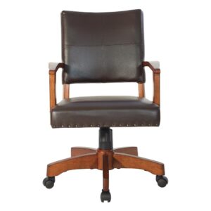 the Deluxe Wood Bankers Chair from OSP Home Furnishings™ is ideal for working from home. This classic wood chair’s comfortable design includes a padded seat and back supported by a wood-covered steel base.