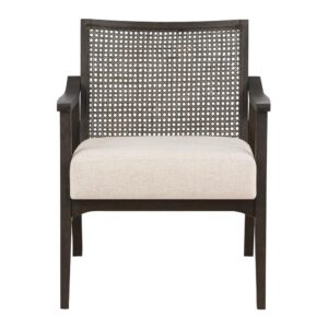 premium comfort and lasting beauty in every home. Solid wood frame and dramatic curved back with woven cane accent
