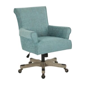 Megan Office Chair in Tourquoise Fabric with Grey Wash Wood