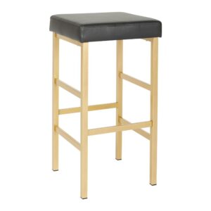 30" Gold Backless Stool in Black