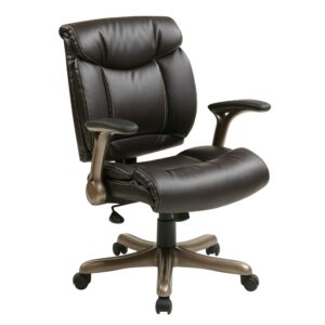 Work Smart Executive Bonded Leather Chair in Cocoa/Espresso with Padded Arms and Coated Base
