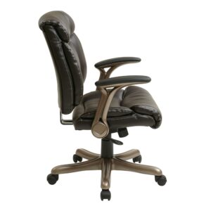 Work Smart Executive Bonded Leather Chair in Cocoa/Espresso with Padded Arms and Coated Base