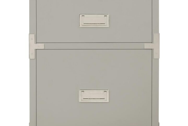 Keep track of all of your important documents with this campaign style file cabinet. Enjoy the timeless grace of metal hardware accents and classic detailing. A single file drawer provides room for letter or legal size files