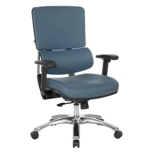 Dillon Blue Seat and Back Manager's Chair with Polished Aluminum Base