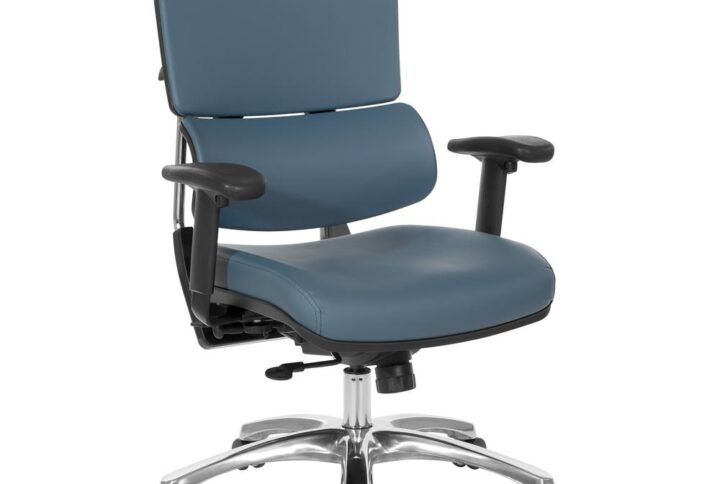 Dillon Blue Seat and Back Manager's Chair with Polished Aluminum Base