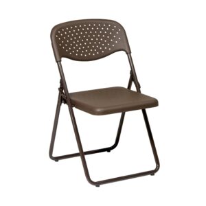 Folding Chair with Mocha Plastic Seat and Back and Mocha Frame. (4 Pack)
