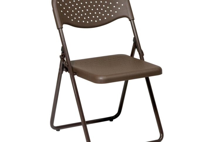 Folding Chair with Mocha Plastic Seat and Back and Mocha Frame. (4 Pack)